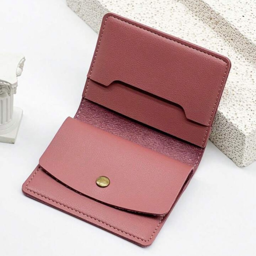 Simple Pink Card Holder With Coin Pocket NEW